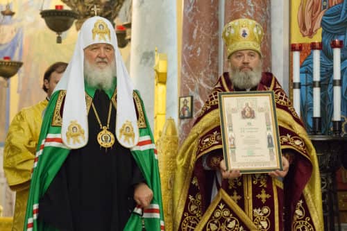 Святейший Патриарх Кирилл совершил Литургию в Никольском Морском соборе в Кронштадте
